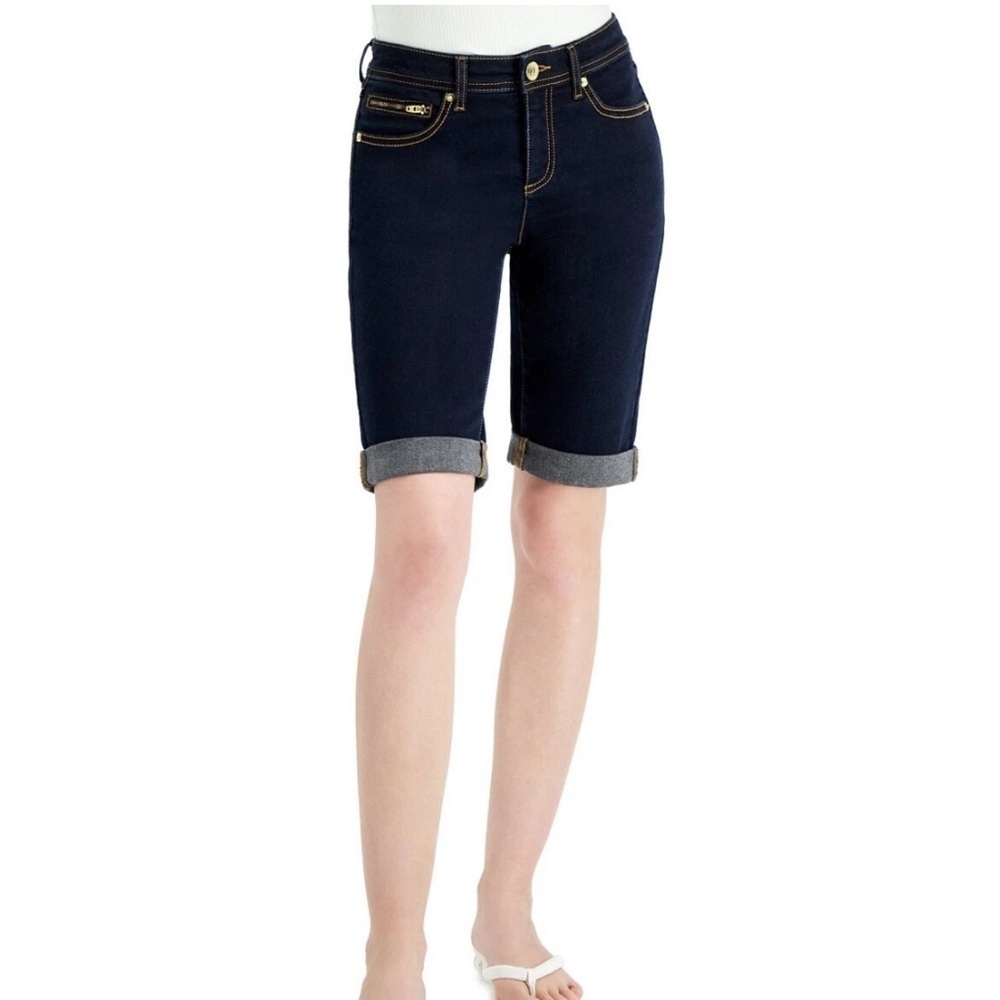 INC Women's Dark Blue Denim Shorts Size 14